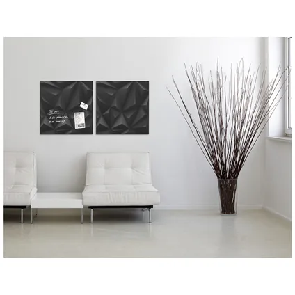 Sigel glasmagneetbord Artverum 480x480x15mm black diamond design met 3 magneten  8