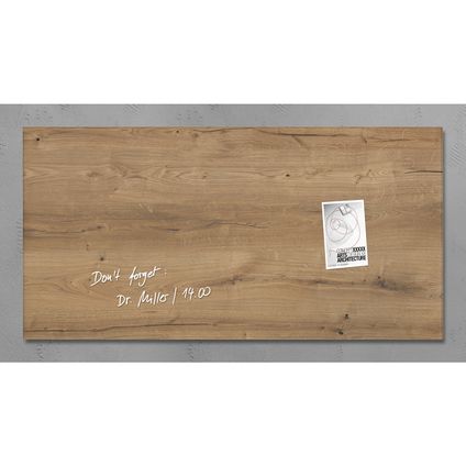 Sigel glasmagneetbord Artverum 910x460x15mm natural wood design met 3 magneten
