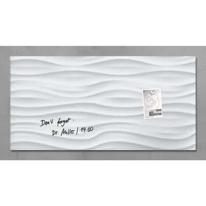 Sigel glasmagneetbord Artverum 910x460x15mm white wave design met 3 magneten