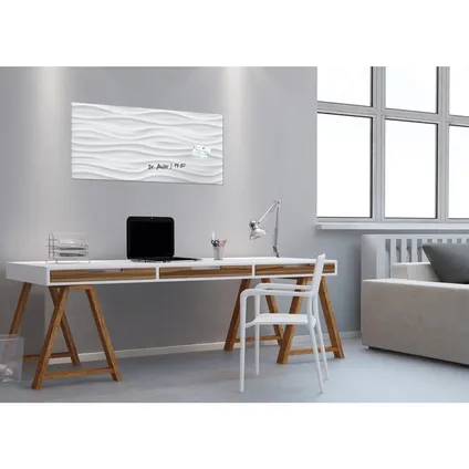 Sigel glasmagneetbord Artverum 910x460x15mm white wave design met 3 magneten  9