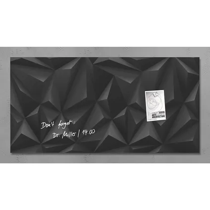 Tableau magnétique en verre Sigel Artverum 910x460x15mm design diamant noir avec 3 aimants