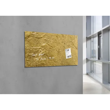 Sigel glasmagneetbord Artverum 910x460x15mm goud metallic met 3 magneten  4