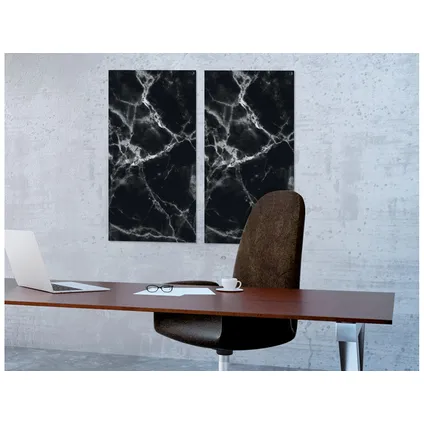 Sigel glasmagneetbord Artverum 910x460x15mm zwart marmer design met 3 magneten  3