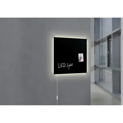 Tableau magnétique en verre Sigel Artverum éclairage LED 480x480x15mm noir avec 3 aimants 2