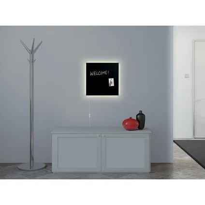 Tableau magnétique en verre Sigel Artverum éclairage LED 480x480x15mm noir avec 3 aimants 6