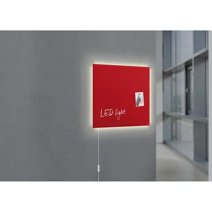 Sigel glasmagneetbord Artverum ledverlichtingverlichting 480x480x15mm rood met 3 magneten  2