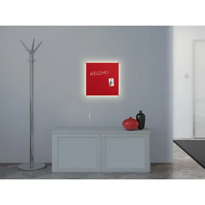 Sigel glasmagneetbord Artverum ledverlichtingverlichting 480x480x15mm rood met 3 magneten  3