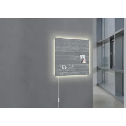 Tableau magnétique en verre Sigel Artverum éclairage LED 480x480x15mm design béton avec 3 aimants 2