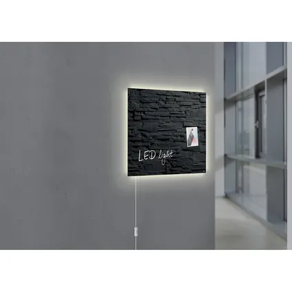 Sigel glasmagneetbord Artverum ledverlichtingverlichting 480x480x15mm leisteen design met 3 magneten  2