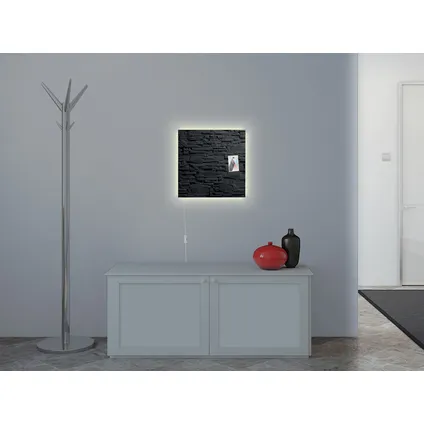 Sigel glasmagneetbord Artverum ledverlichtingverlichting 480x480x15mm leisteen design met 3 magneten  4