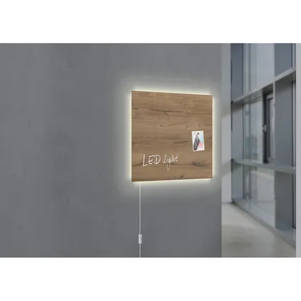 Sigel glasmagneetbord Artverum ledverlichting 480x480x15mm natural wood design met 3 magneten  2