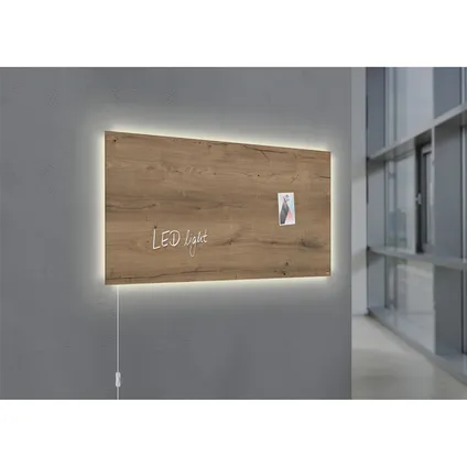 Sigel glasmagneetbord Artverum ledverlichting 910x460x15mm natural wood design met 3 magneten  2