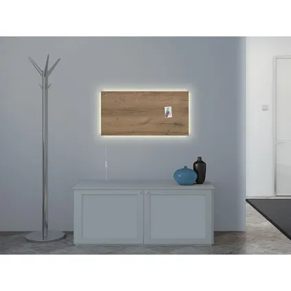 Sigel glasmagneetbord Artverum ledverlichting 910x460x15mm natural wood design met 3 magneten  4