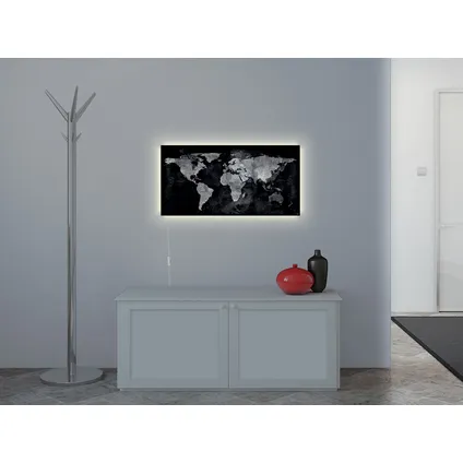 Sigel glasmagneetbord Artverum ledverlichting 910x460x15mm wereldkaart met 3 magneten  3