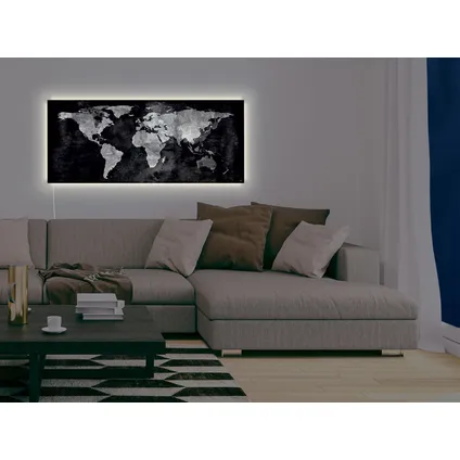 Tableau magnétique en verre Sigel Artverum éclairage LED 1300x550x15mm carte du monde avec 2 aimants 4