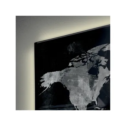 Tableau magnétique en verre Sigel Artverum éclairage LED 1300x550x15mm carte du monde avec 2 aimants 6