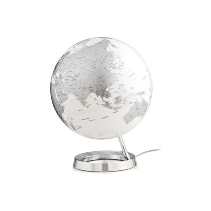 Globe terrestre Atmosphere Bright chrome ø30cm base plastique éclairage