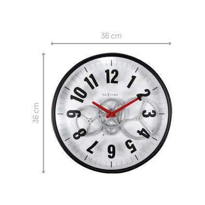 Nextime wandklok ø36cm Gear Clock wit metaal/glas 7