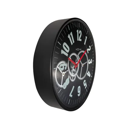 Horloge murale Nextime Gear Clock ø36cm métal/verre blanc noir 2