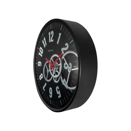 Horloge murale Nextime Gear Clock ø36cm métal/verre blanc noir 3
