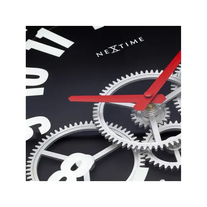 Horloge murale Nextime Gear Clock ø36cm métal/verre blanc noir 5