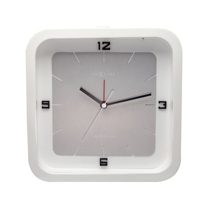 Horloge de table Nextime Square Alarm 20x20x6cm blanc
