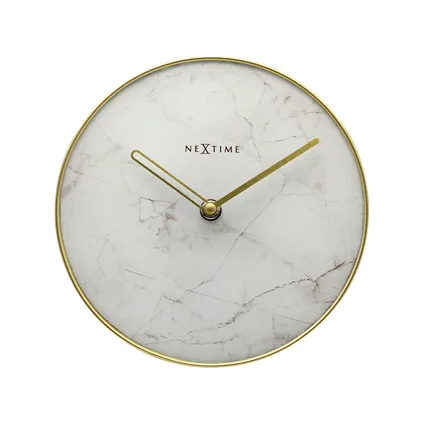 Horloge de table Nextime Marbre ø20cm verre/métal blanc