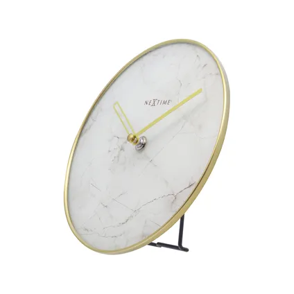Horloge de table Nextime Marbre ø20cm verre/métal blanc 3