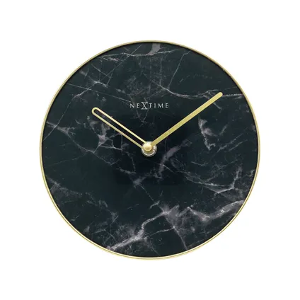 Horloge de table Nextime Table Marbre ø20cm verre noir