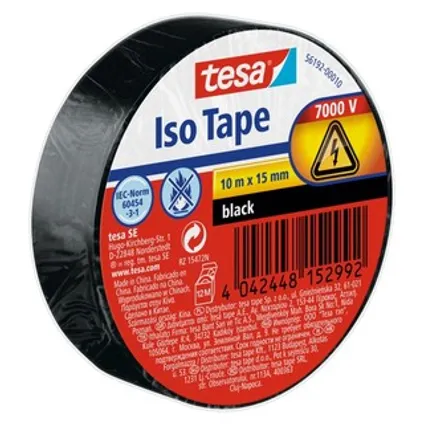 Ruban d'isolation Tesa Iso Tape PVC noir 10mx15mm 2