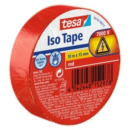 Ruban d'isolation Tesa Iso Tape PVC rouge 10mx15mm 2