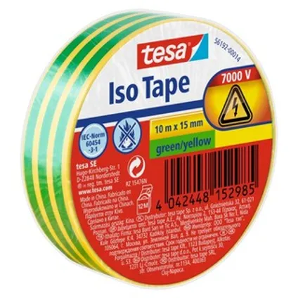Ruban d'isolation Tesa Iso Tape PVC vert-jaune 10mx15mm 2