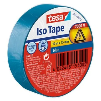 Ruban d'isolation Tesa Iso Tape PVC bleu 10mx15mm 2