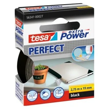 Tesa tape Extra Power Perfect zwart 2,75mx19mm 2