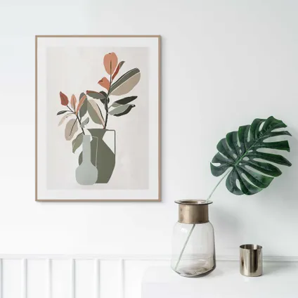 Schilderij Vaas met bloemen Abstract - Tekening - Bladeren - Takken  - Slim Frame 30 x 40 cm MDF Groen                                                                                                                                                                                                                                                                                                                                                                                                                                                                                                                                                                                                                                                                                                                                                                                                                                                                                                                                                                                                                                                                                                                                                                                                                     2