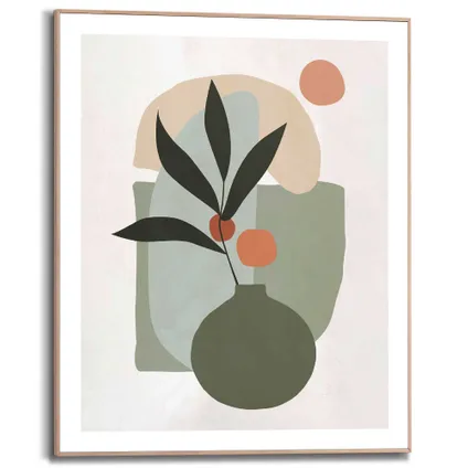 Tableau Slim Frame Vase avec des fleurs-Abstrait-Formes MDF vert 40x50cm