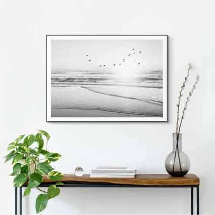 Schilderij Zonsondergang  Cap Ferret - Frankrijk - Atlantische Oceaan - Strand  - Slim Frame 70 x 50 cm MDF Zwart-Wit                                                                                                                                                                                                                                                                                                                                                                                                                                                                                                                                                                                                                                                                                                                                                                                                                                                                                                                                                                                                                                                                                                                                                                                                      2