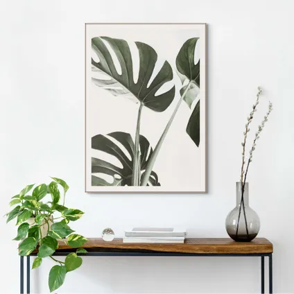 Schilderij Monstera Gatenplant - Blad - Botanisch - Natuur - Slim Frame 50 x 70 cm MDF Groen                                                                                                                                                                                                                                                                                                                                                                                                                                                                                                                                                                                                                                                                                                                                                                                                                                                                                                                                                                                                                                                                                                                                                                                                                               2