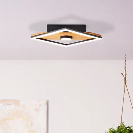 Brilliant plafondlamp Woodbridge zwart hout 17W 2