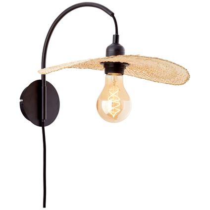 Brilliant wandlamp Jefter bamboe zwart E27 52W