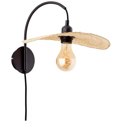 Brilliant wandlamp Jefter bamboe zwart E27 52W 2
