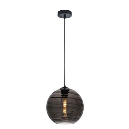 Fischer & Honsel hanglamp zwart glas ⌀30cm E27 60W