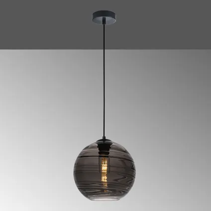 Fischer & Honsel hanglamp zwart glas ⌀30cm E27 60W 2