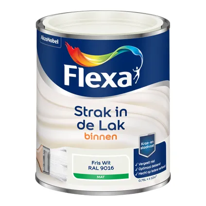 Flexa Strak in de Lak mat fris wit/RAL9016 0,75L 3