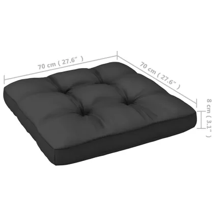 vidaXL 2-delige Loungeset met kussens massief grenenhout zwart 8