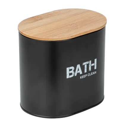 Boîte de rangement Wenko Gara pour salle de bain noir avec couvercle en bambou 2