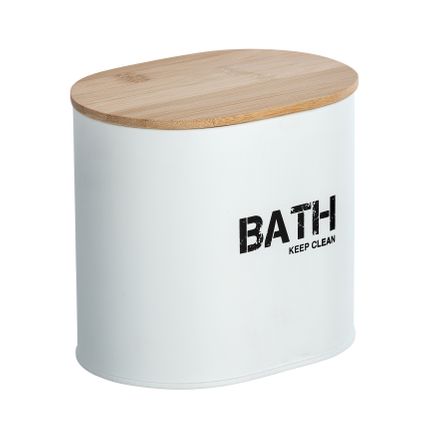 Boîte de rangement Wenko Gara pour salle de bain blanc avec couvercle en bambou