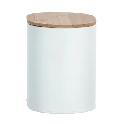 Boîte de rangement Wenko Gara pour salle de bain blanc avec couvercle en bambou 3