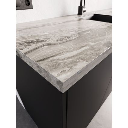 Plan de travail Sencys 304x64x3,8cm marbre blanc gris