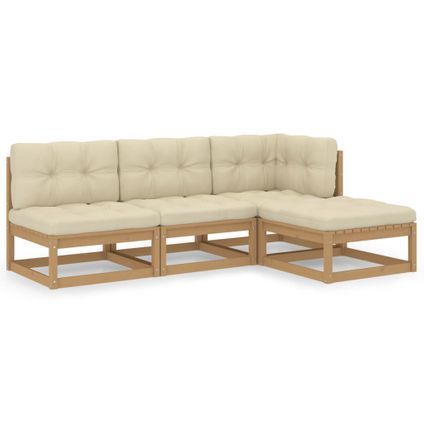VidaXL 4-delige hoekbank loungeset met kussens massief grenenhout